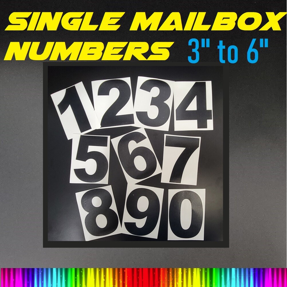SINGLE 3" TO 6" SELF ADHESIVE VINYL MAILBOX NUMBERS, DOOR,LOCKERS ,CARS, BIKES gallery