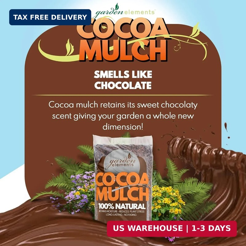 Garden Elements 100% Natural Cocoa Bean Shell Mulch for Gardens, Flower Beds, Po gallery