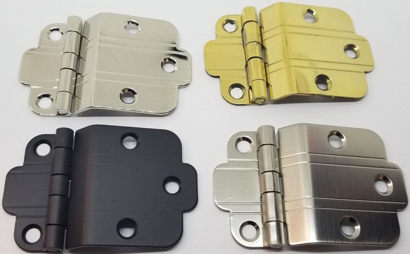 POLISHED NICKEL Chrome 3/8" OFFSET MOUNT Art Deco Cabinet Hinge line Modern new gallery