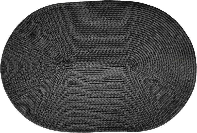 Oval Braided Woven Polypropylene Plastic Placemats (Black), Set of 4 gallery