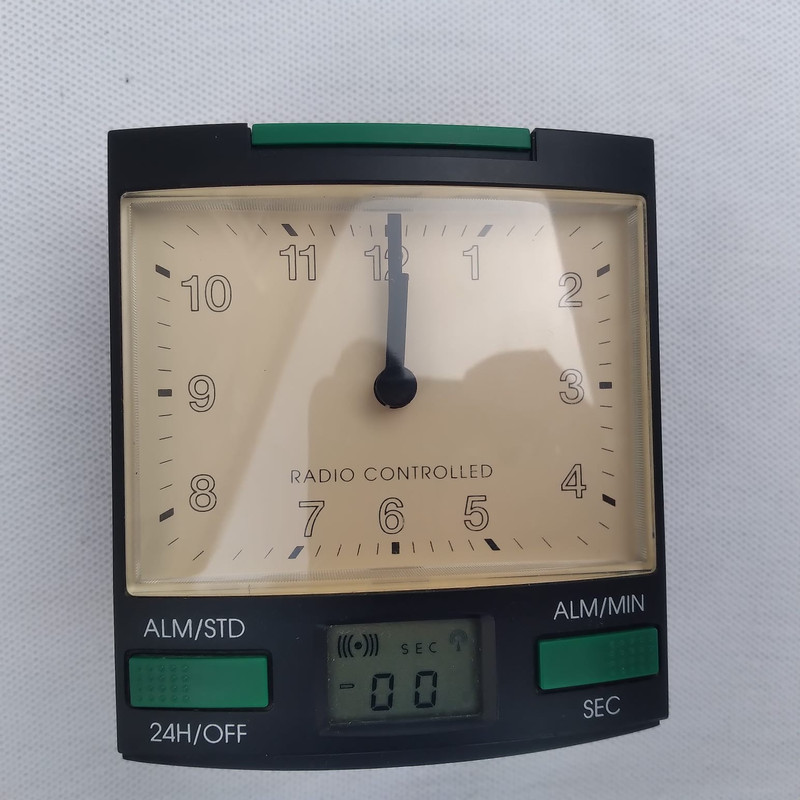 Radio Controlled Alarm Clock Analog Digital LCD Silent Desk Bedroom Clock 24H gallery