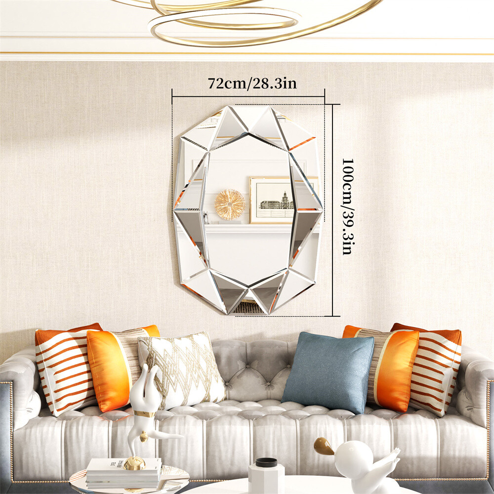 Large Decorative Wall Mirrors Mirrored Wall Clock Living Room Bedroom Entryway