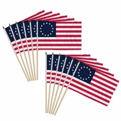 12pc Betsy Ross 12x18in Handheld Flag American Revolution Historical Stick Flags
