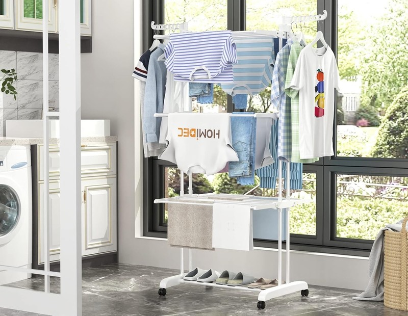 Clothes Drying Rack, Large 4-Tier Foldable Drying Rack Clothing67.7H x 19.7W ... gallery