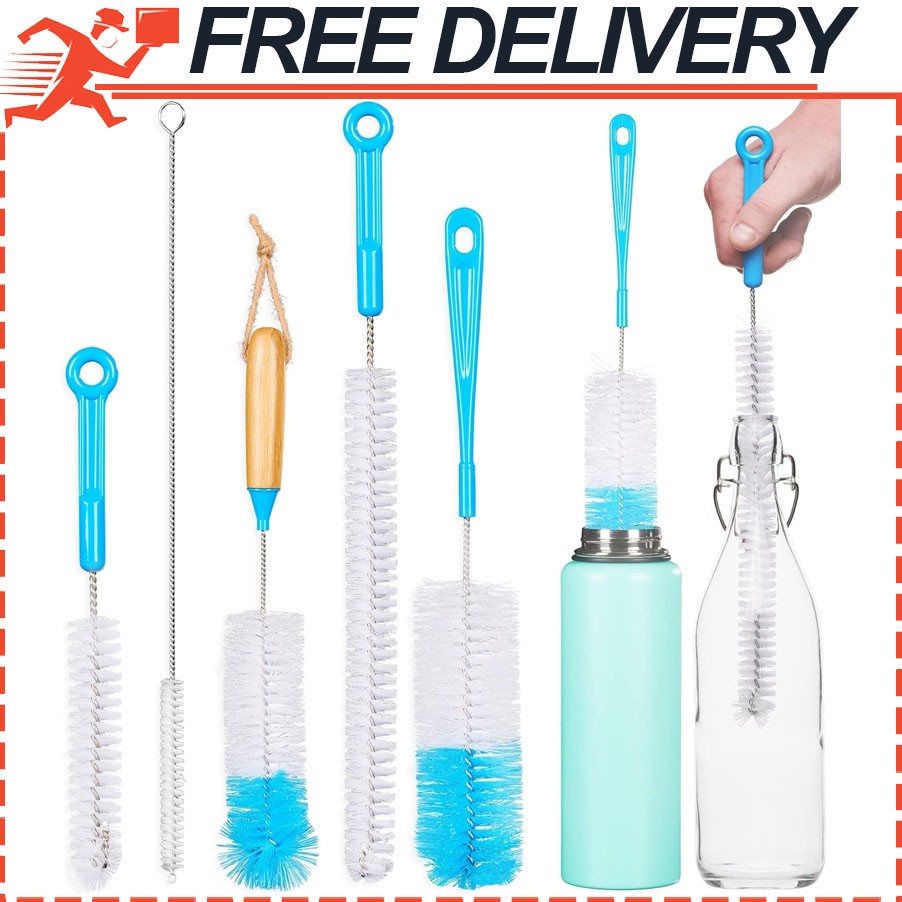 5pc Bottle Brush Cleaner Long Water Bottle Straw Cleaning Brush Wire Scrub Set gallery