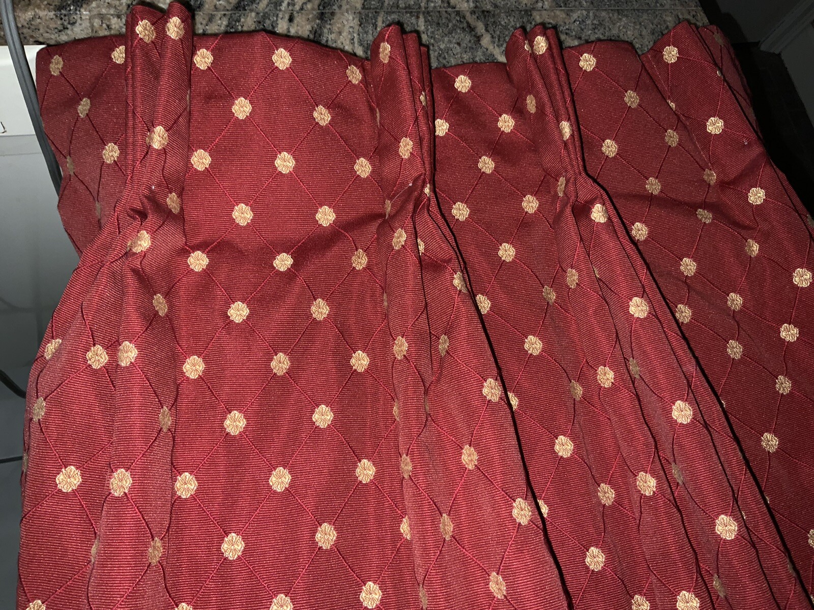 CUSTOM 3 PC PINCH PLEAT DRAPES&VALANCE~RED&GOLD~KRAVET🌹 gallery