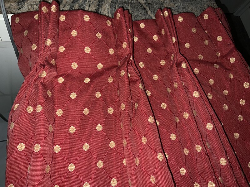 CUSTOM 3 PC PINCH PLEAT DRAPES&VALANCE~RED&GOLD~KRAVET🌹 gallery
