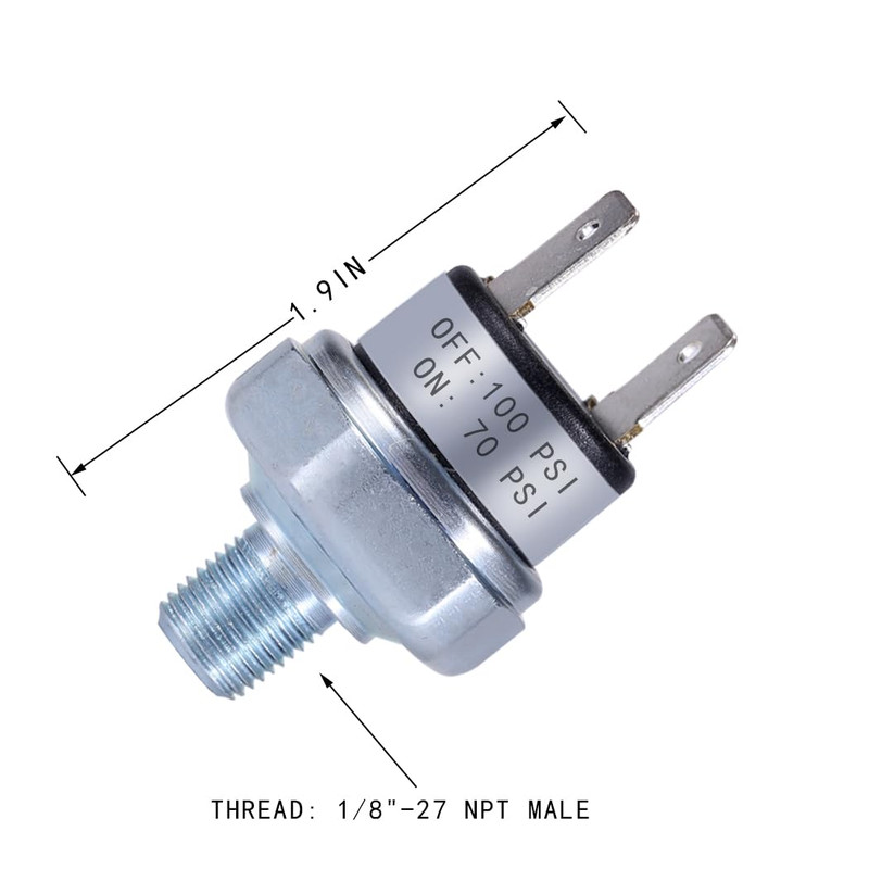 Air Compressor Pressure Switch 70-100 PSI 1/8"-27 NPT 24V 12V DC 110V 120V 240V gallery