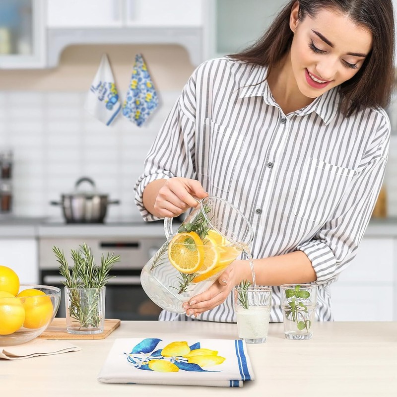 Sratte 6 Pcs Summer Kitchen Towels Dish 24 x 16 Small, Yellow, Blue gallery