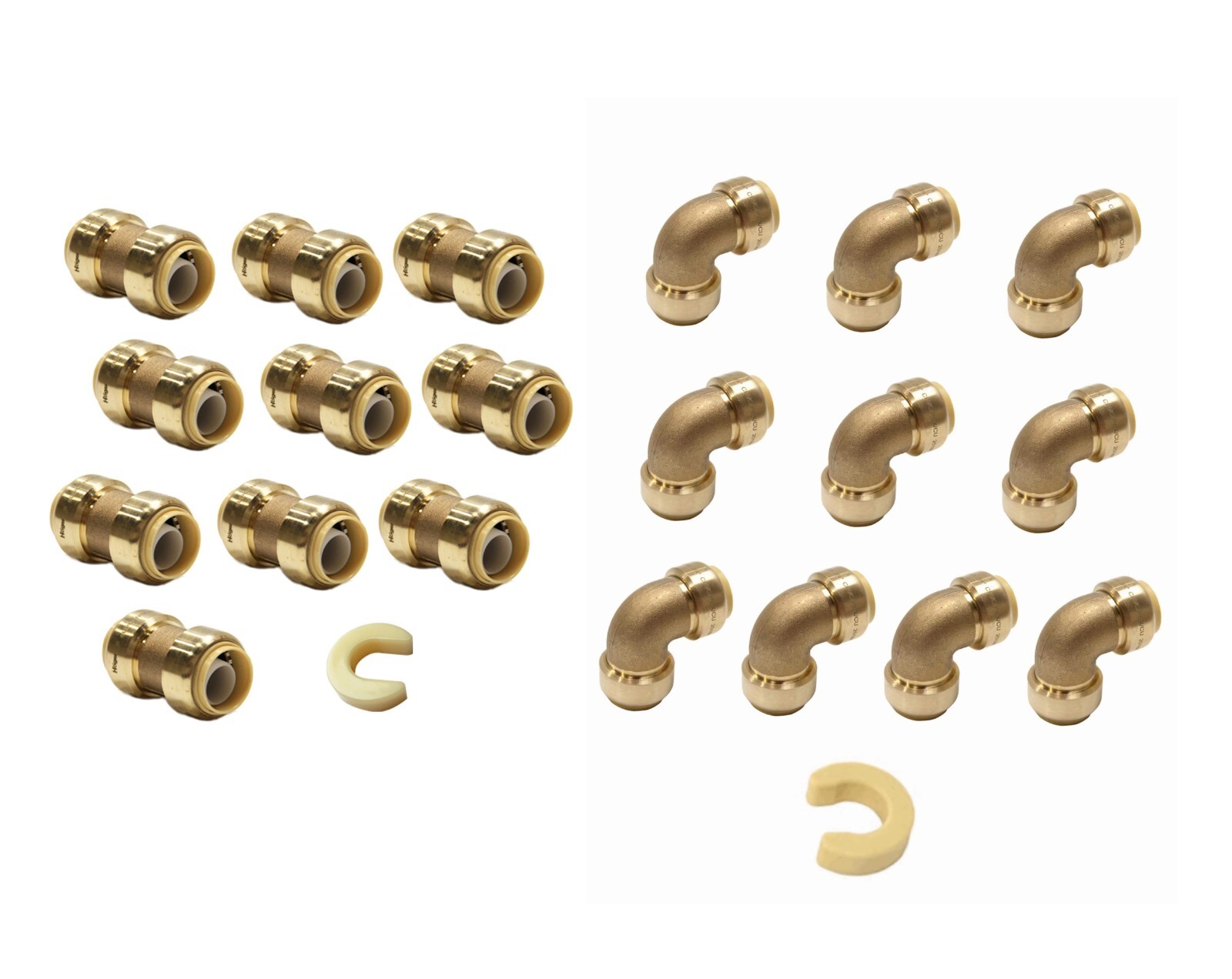 EFIELD 20PCS 1/2" X 1/2" PUSH FIT COUPLINGS , ELBOW (10PCS/EA) BRASS FITTINGS. gallery