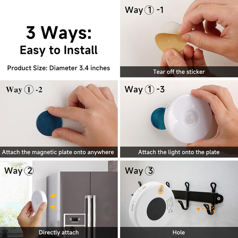 Bright LED Rechargeable Motion Sensor Lights - 4 Pack for Indoor Use gallery