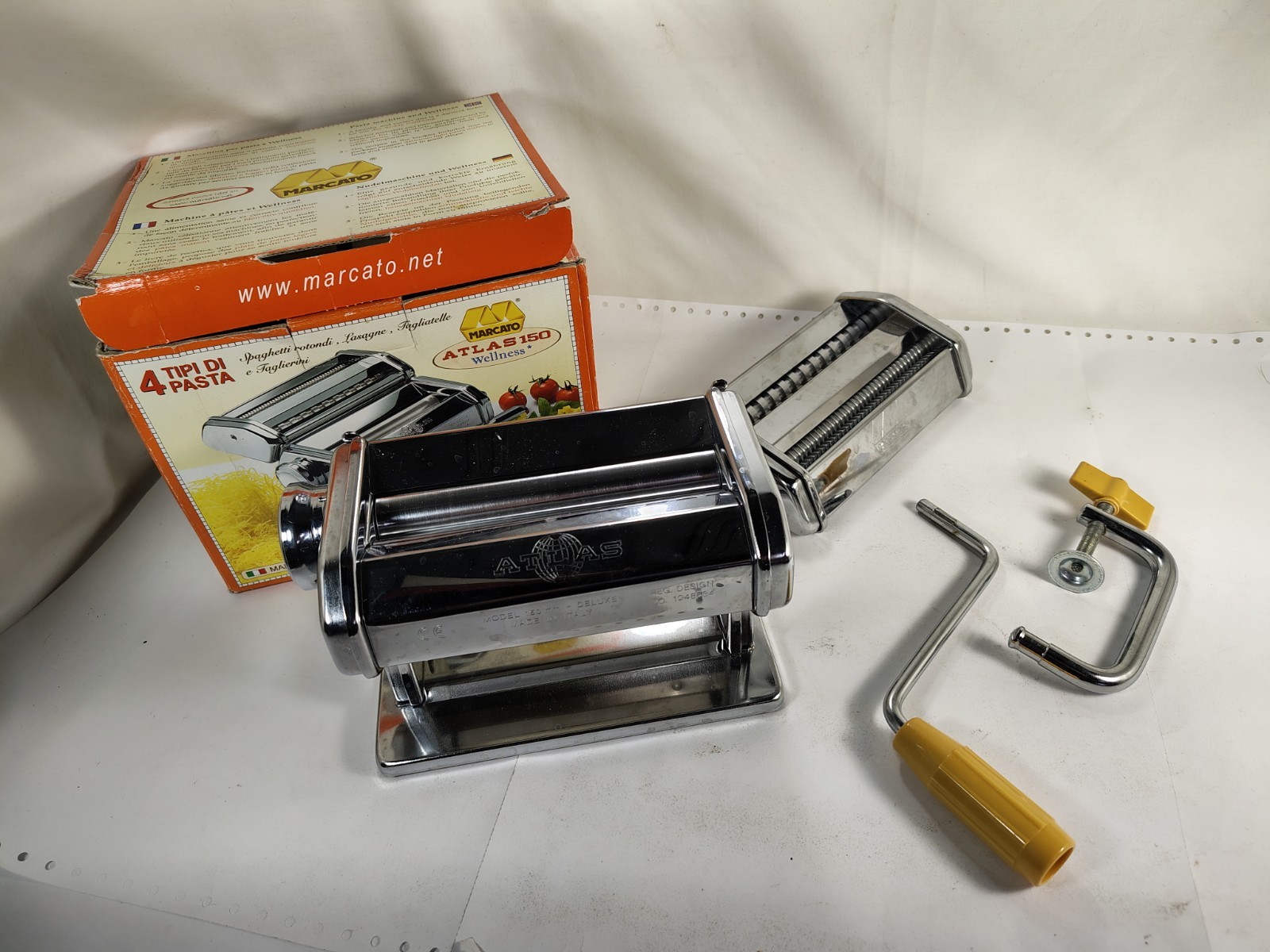 Marcato Atlas 150 Deluxe Pasta Machine Noodle Maker Machine Italy w/ Box gallery