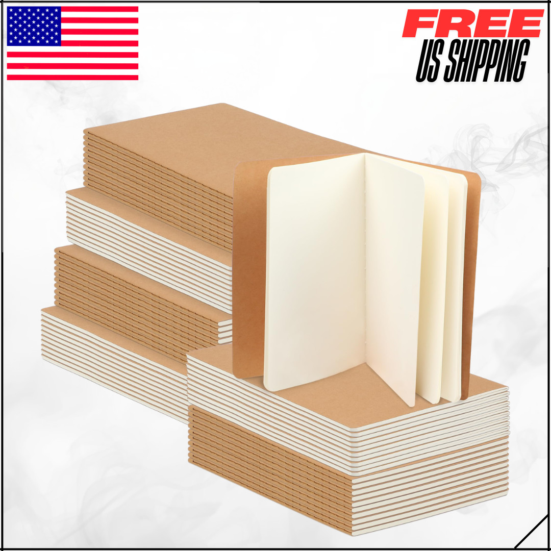 Kraft Small Blank Notebooks Unlined Mini A6 Journals Bulk Drawing Notepads 60PK gallery
