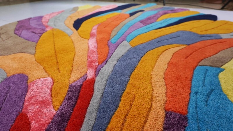 Multicolor Abstract Leaf Irregular Area Rug - Hand Tufted 6x9 |8x10 multicolor gallery