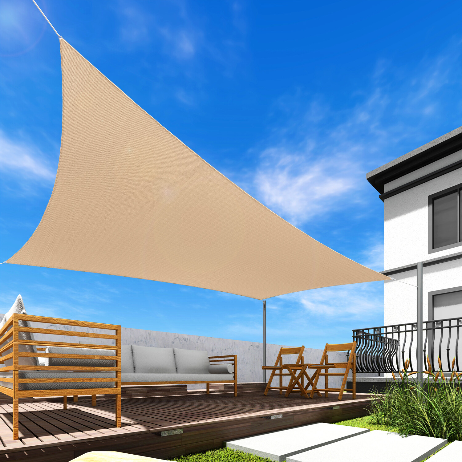 Sand Rectangle Sun Shade Sail Fabric Awning Top Canopy Patio Custom 2-16 FT gallery