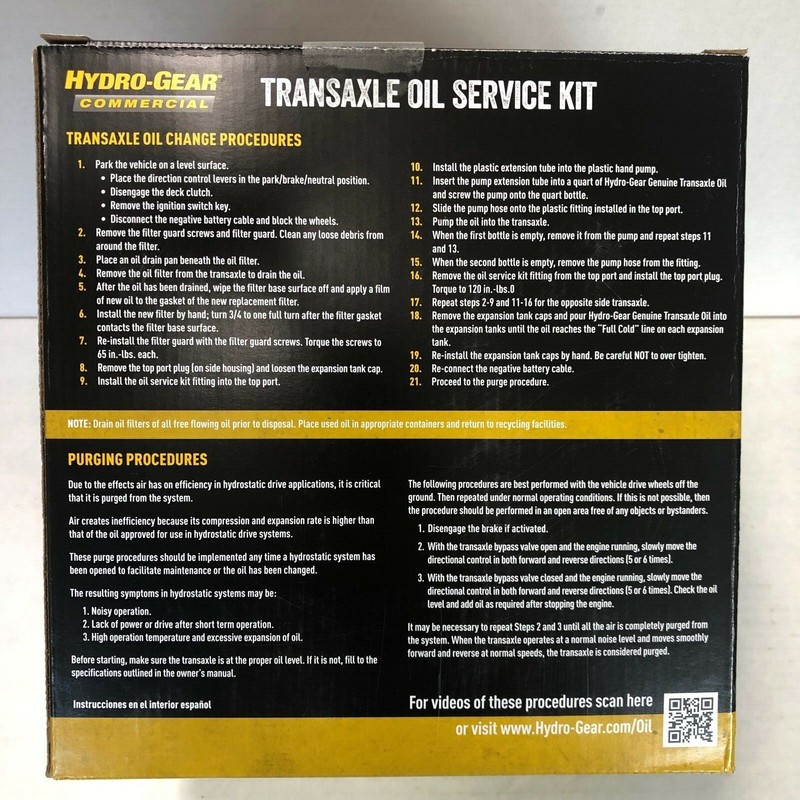 HYDRO-GEAR TRANSAXLE OIL SERVICE KIT 72750 ZT-2800,ZT-3100, ZT-3200 ,& ZT-3400 gallery