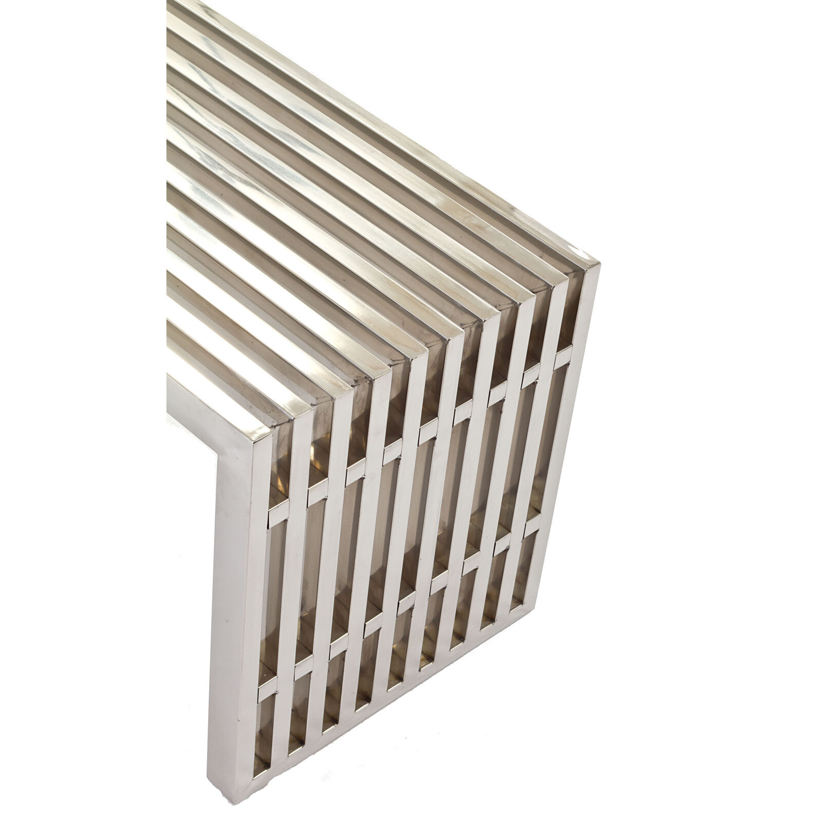 Modway Gridiron Medium Stainless Steel Bench in Silver gallery