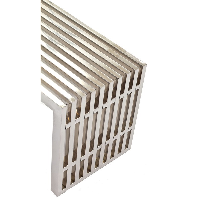 Modway Gridiron Medium Stainless Steel Bench in Silver gallery
