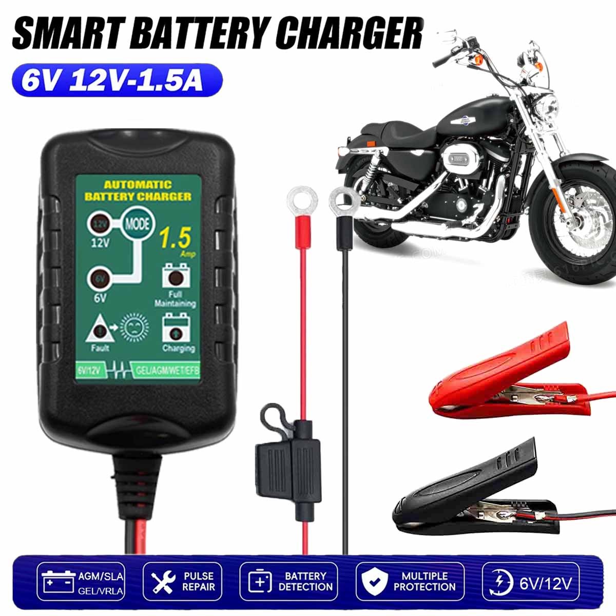 12V Trickle Charger & Desulfator w/ Overcharge Protection for Lead-Acid Battery gallery