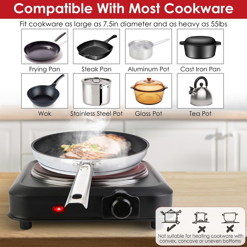 Adjustable Temperature Electric Burner Countertop Hot Plate Cooktop Stove gallery