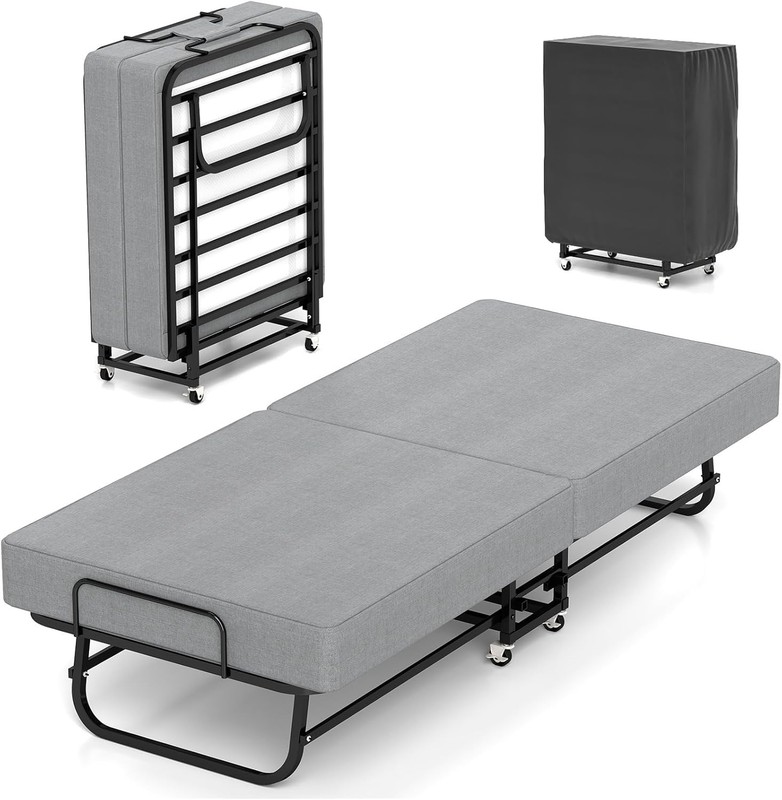 Foldable Rollaway Bed with Memory Foam Mattress & Sturdy Fold Up Metal Frame gallery