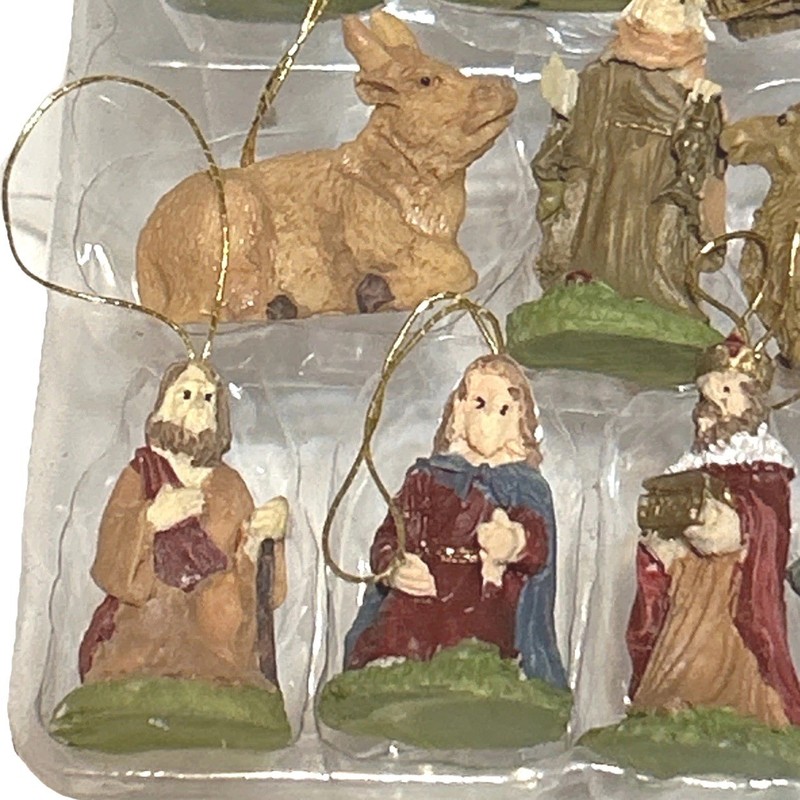 Nativity Scene Figurines Christmas Mini Tree Ornaments Baby Jesus Animals 12 Pcs gallery