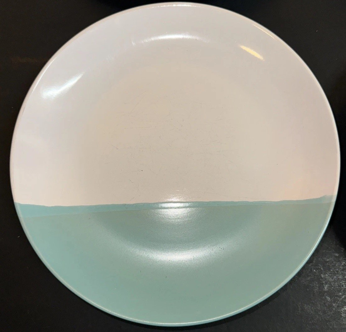 Stone + Lain Sea Blue & White Porcelain Salad Plates Set Of 4 New gallery