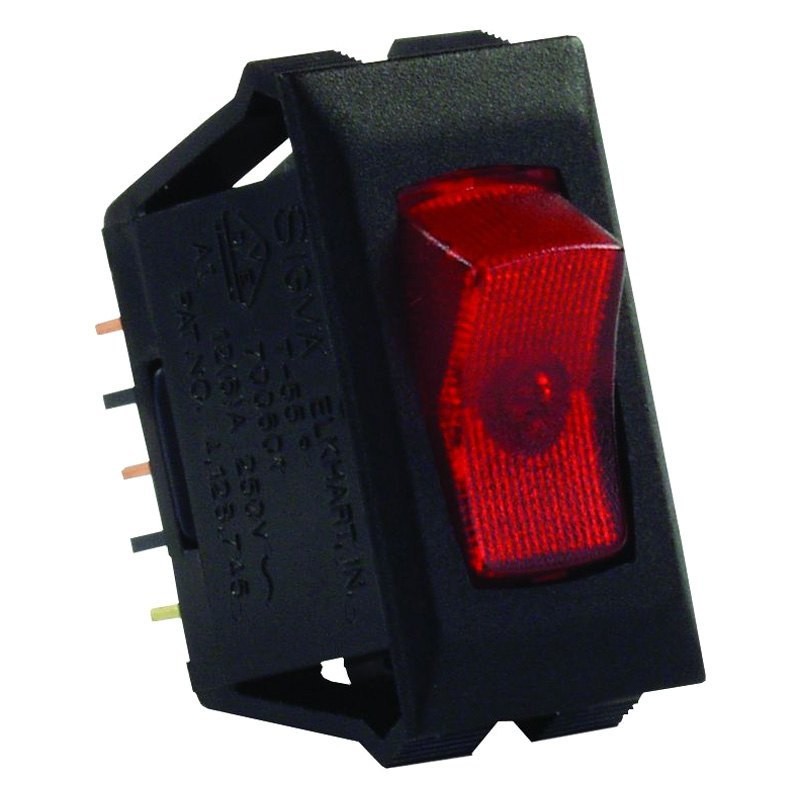Single SPST On/Off Rectangular Black /Red Illuminated Multi Purpose Switch