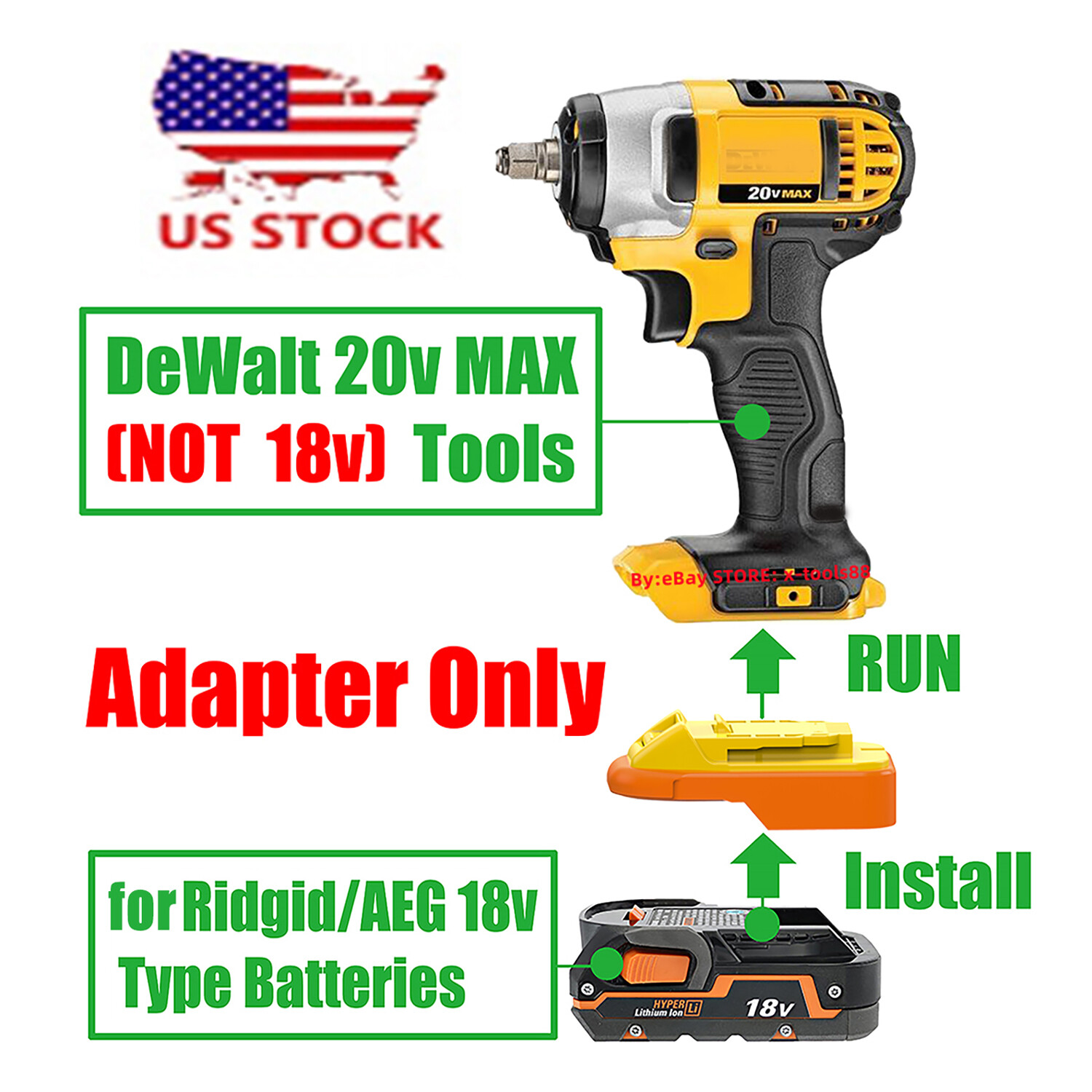 1x Adaptor for RIDGID 18v Slider Battery To fits DeWalt 20v MAX XR Tool-US STOCK gallery