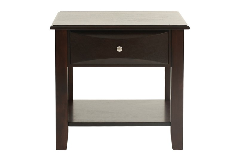 Simple Modern Look Wooden 1pc End Table Living Room Sofa Side Table Veneer Drawe gallery