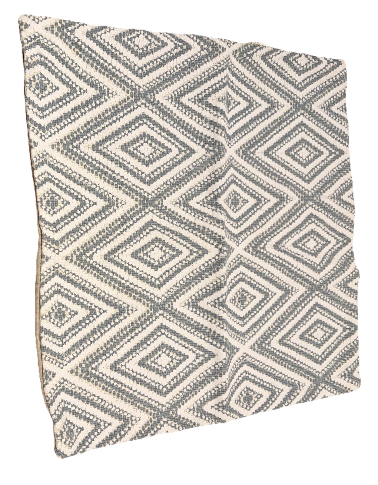 Throw Pillow Case Diamond Shape Design 17”X 17 1/2” Gray/White Front & Tan Back gallery