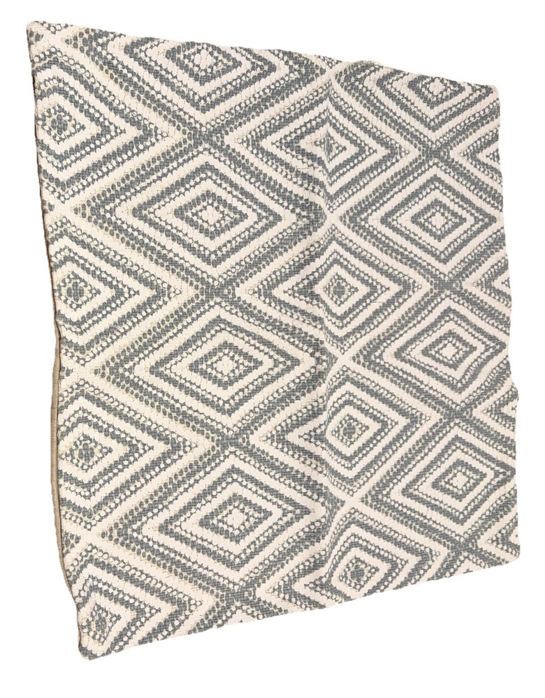 Throw Pillow Case Diamond Shape Design 17”X 17 1/2” Gray/White Front & Tan Back