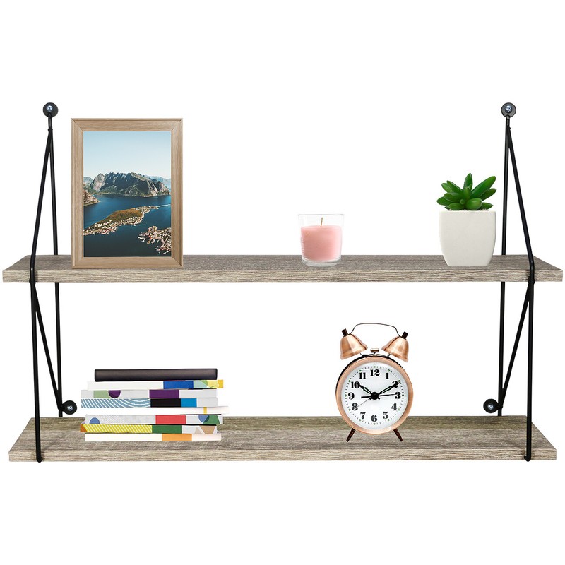 Sorbus Floating Shelves, Rustic Hanging Wall Shelf Décor - 24 Inches - 2 Tier gallery
