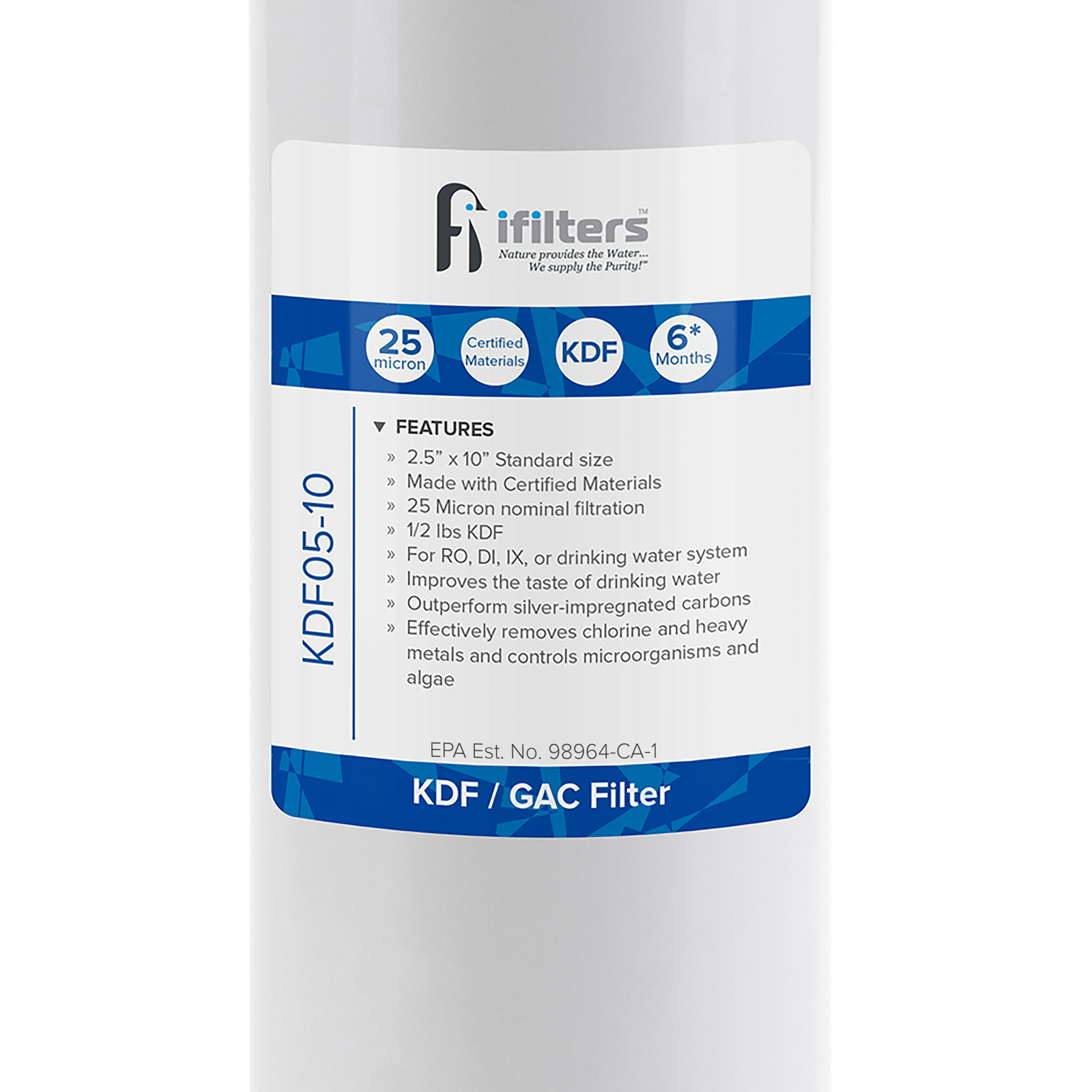KDF/GAC Water Filter For Chlorine, Taste, Odor, Heavy Metals, Rust - 2.5 x 10 gallery