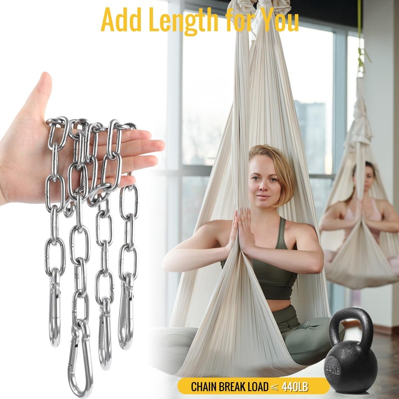 2 Pack 30 Inch Swing Extension Chains Carabiners Heavy Duty 440LB Metal Hanging gallery