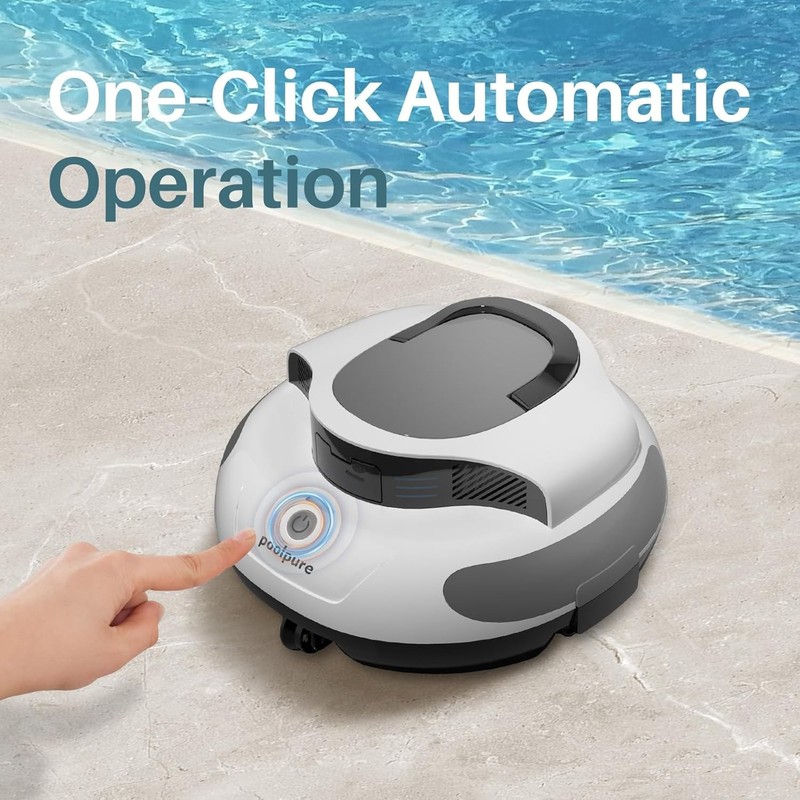 POOLPURE 1000 Sq. Ft Robotic Pool Cleaner w/ Dual 30W Motors, 100 Min Runtime gallery