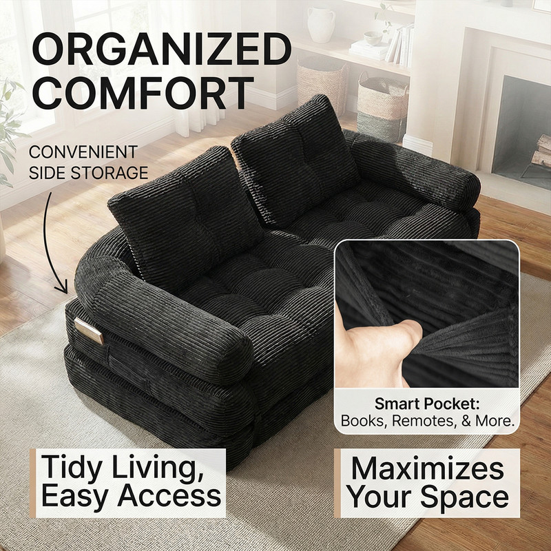 Folding Couch Sofa Bed,Convertible Floor Sofa Loveseat Compressed Boneless Sofa gallery