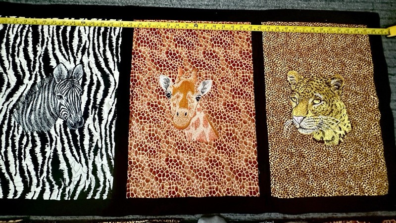 Reversible Quilted Safari Table Runner & 4 Placemats Set Jungle Animals Handmade gallery