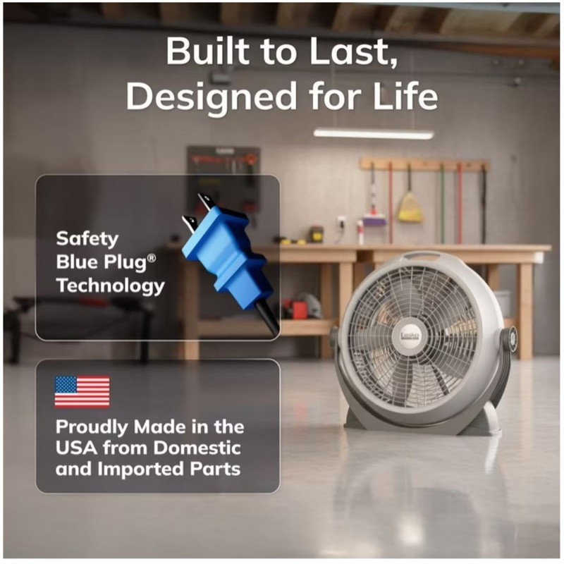 Lasko Wind Machine 20" Pivoting Floor Fan with 3 Speeds, Gray gallery