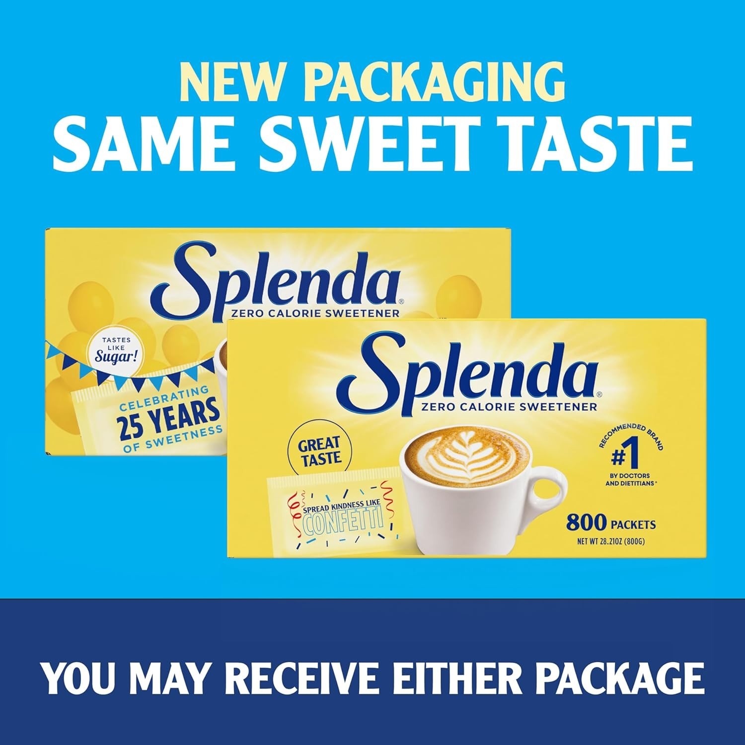 SPLENDA Zero Calorie Sweetener Value Pack, 800 Count Packets gallery