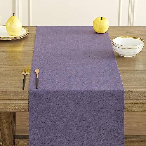 Basic Linen Style Table Runner, 14 x 48 Inch 14x48 Inch Dark Purple Chambray gallery