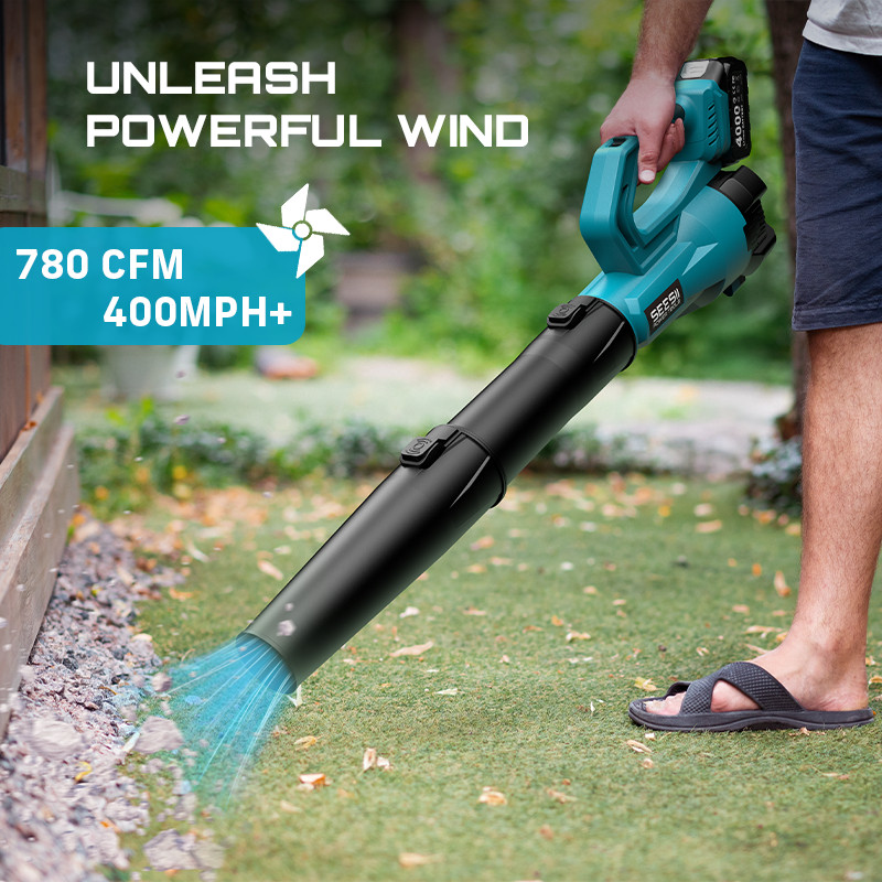 Seesii Cordless Leaf Blower Brushless 780CFM Electric Airblower 2x4.0 Ah Battery gallery
