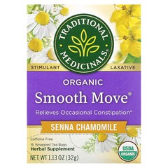 Organic Smooth Move, Senna Chamomile, Caffeine Free, 16 Wrapped Tea Bags, 1.13