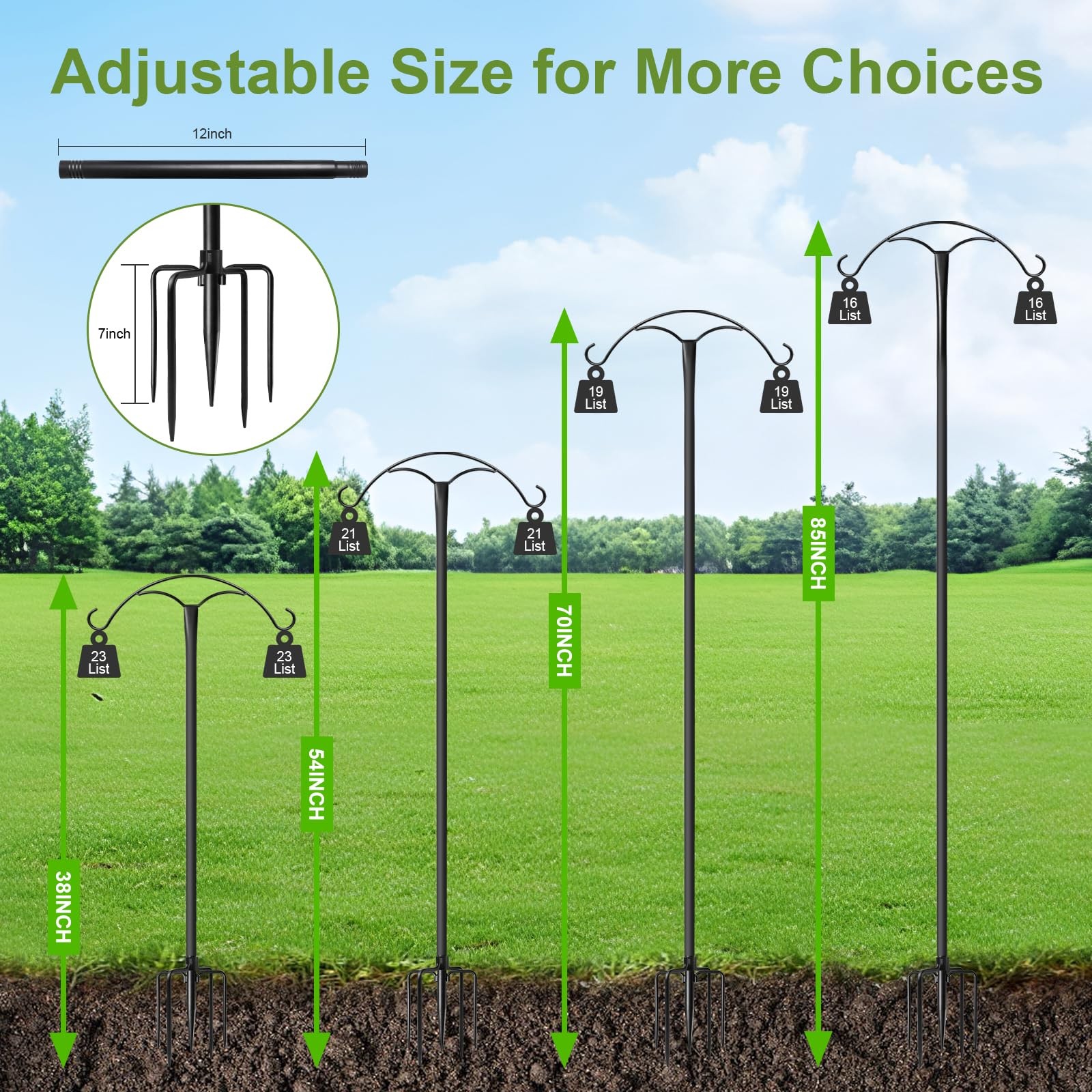 85 Inch Shepherds Hooks for Outdoor,Heavy Duty Shepherds Hooks for Outdoor wi... gallery
