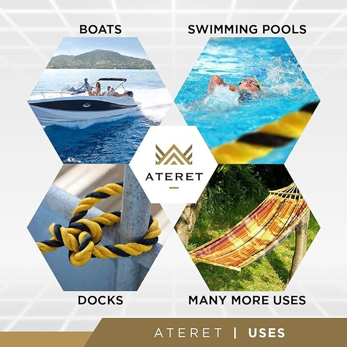 ATERET Twisted 3-Strand YELLOW & BLACK Polypropylene Rope Monofilament ALL SIZES gallery