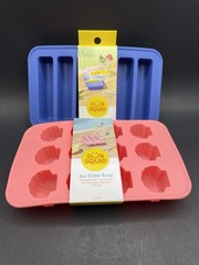 Sun Squad Rectangle & Shell Cube Ice MoldsSilicone Tray Blue & Pink