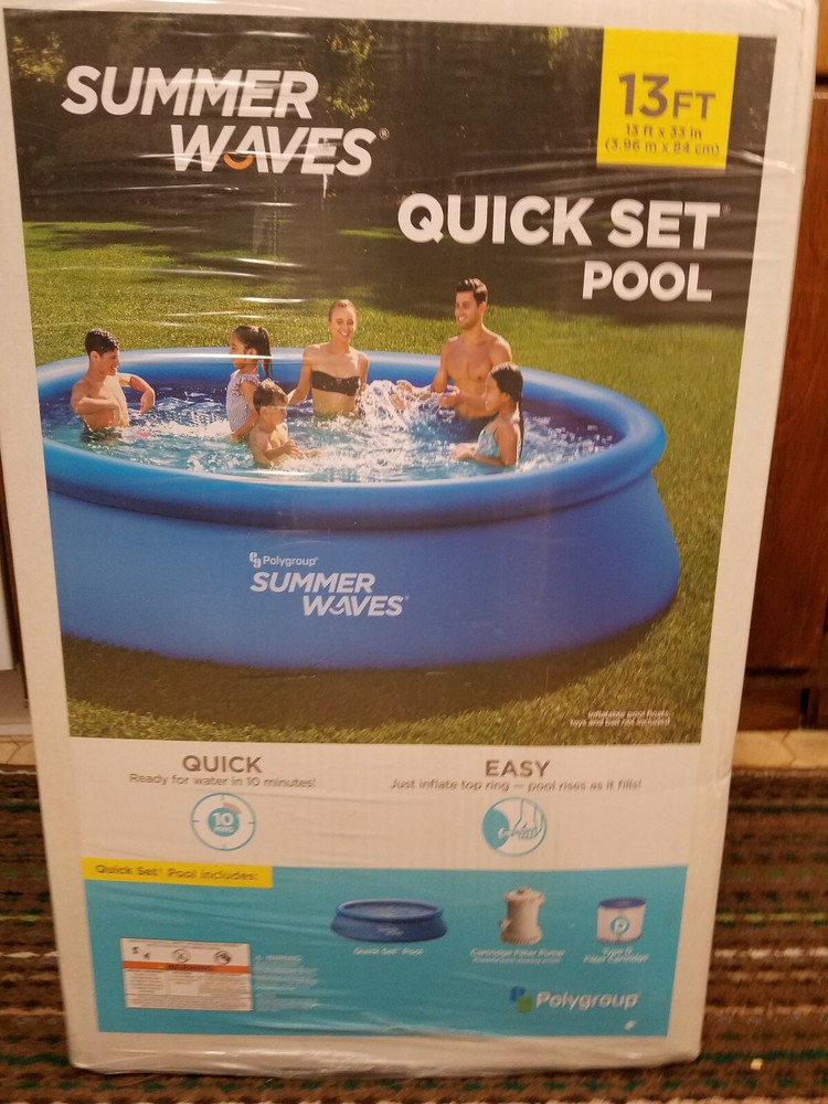 Summer Waves 13' x 33" Quick Set Ring Above Ground Swimming Pool Set (Polygroup)