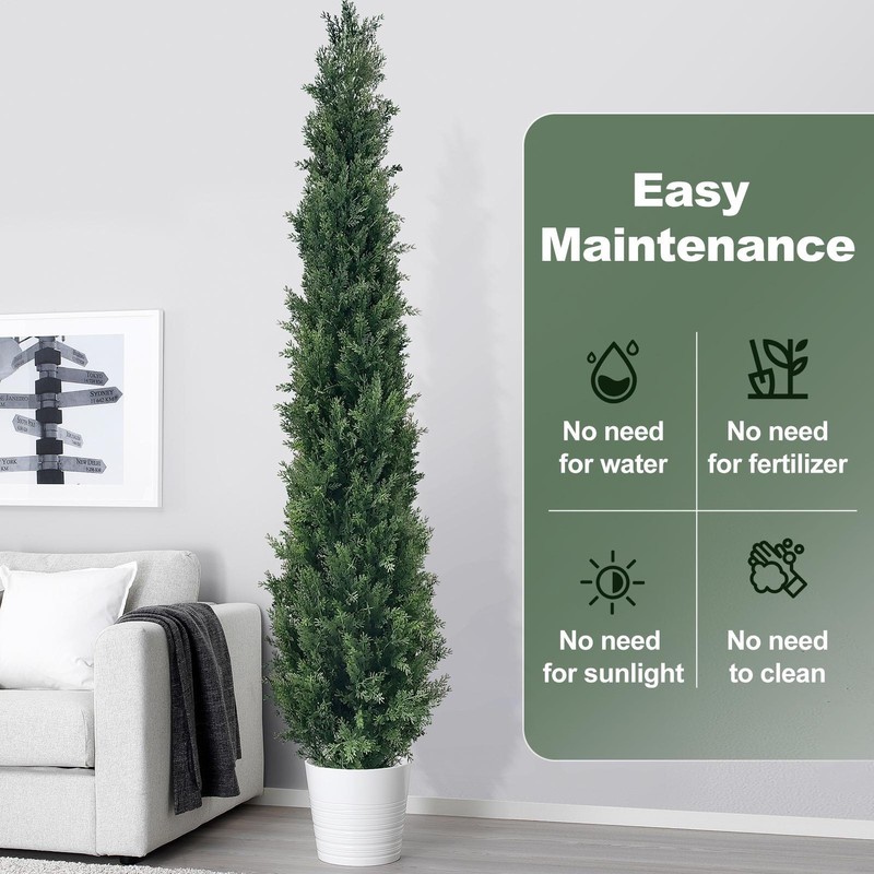 2PCS 3/4/5/6FT Cedar Pine Artificial Topiary Tree UV Indoor Outdoor Home Decor gallery