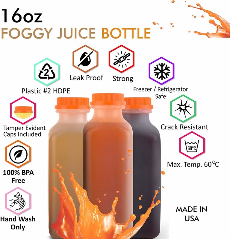 300 Pack Empty Translucent Plastic Juice Bottles with Tamper Evident Caps 16 Oz. gallery