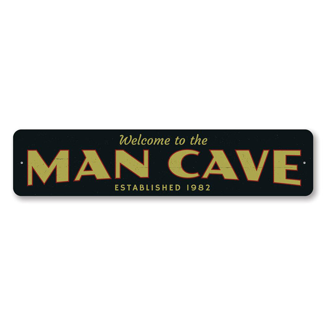 Welcome Man Cave Sign, Personalized Established Date Metal Wall Decor - Aluminum gallery